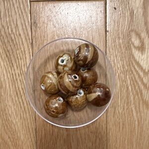 Brown ceramic large beads - qty 8